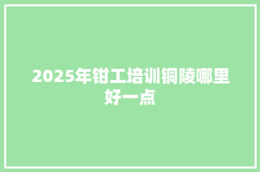 2025年钳工培训铜陵哪里好一点 未命名