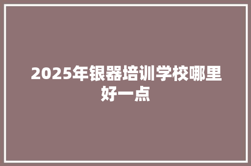 2025年银器培训学校哪里好一点