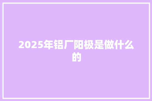 2025年铝厂阳极是做什么的 未命名