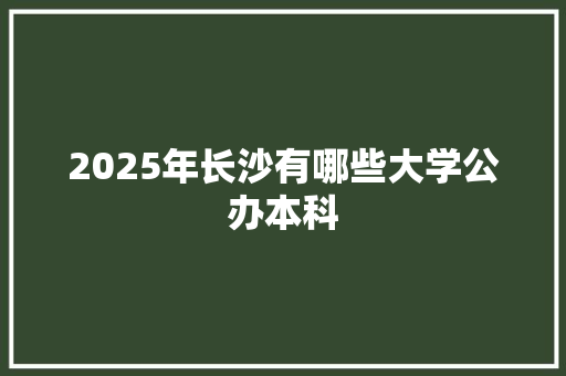 2025年长沙有哪些大学公办本科