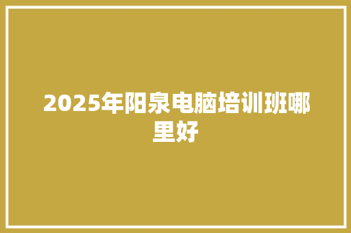 2025年阳泉电脑培训班哪里好