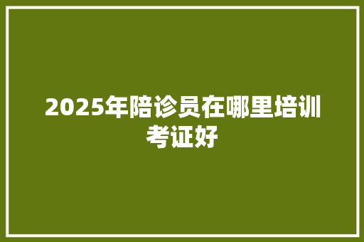 2025年陪诊员在哪里培训考证好