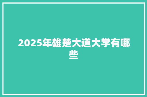 2025年雄楚大道大学有哪些