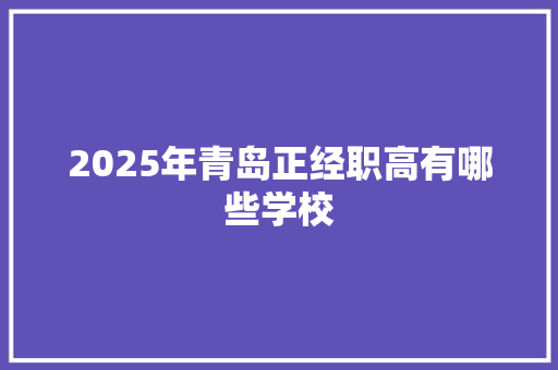 2025年青岛正经职高有哪些学校