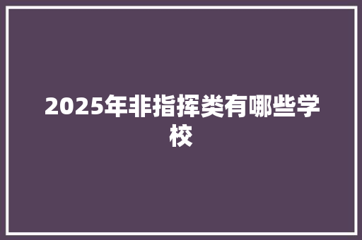 2025年非指挥类有哪些学校