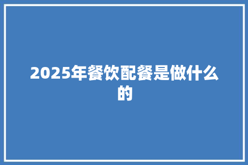 2025年餐饮配餐是做什么的 未命名