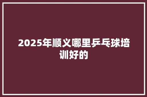 2025年顺义哪里乒乓球培训好的