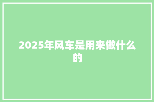 2025年风车是用来做什么的 未命名