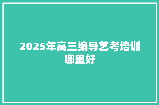 2025年高三编导艺考培训哪里好 未命名