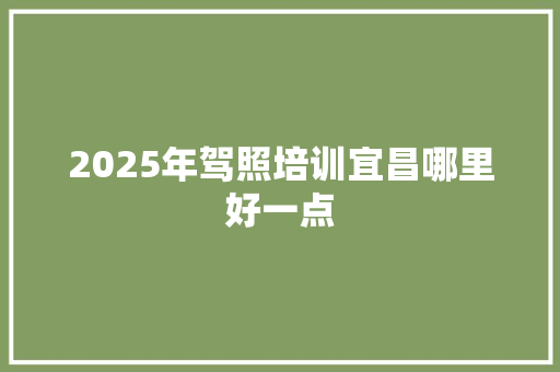 2025年驾照培训宜昌哪里好一点