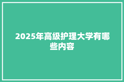 2025年高级护理大学有哪些内容