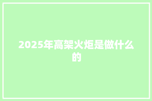 2025年高架火炬是做什么的 未命名