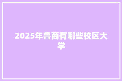 2025年鲁商有哪些校区大学