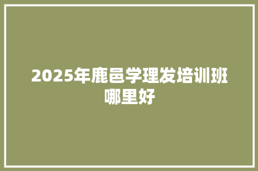 2025年鹿邑学理发培训班哪里好