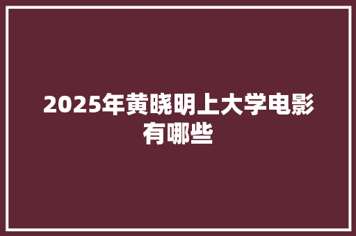 2025年黄晓明上大学电影有哪些