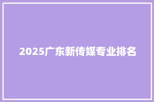 2025广东新传媒专业排名