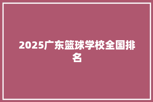 2025广东篮球学校全国排名