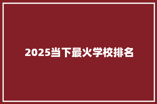 2025当下最火学校排名