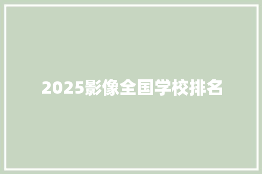 2025影像全国学校排名