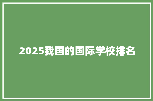 2025我国的国际学校排名