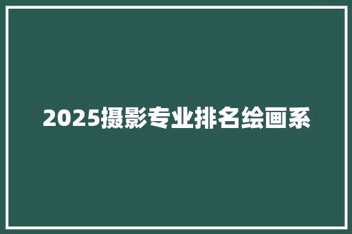 2025摄影专业排名绘画系