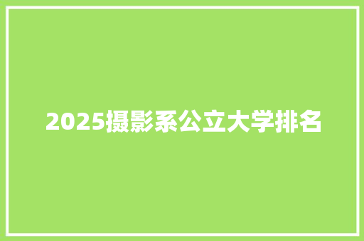 2025摄影系公立大学排名