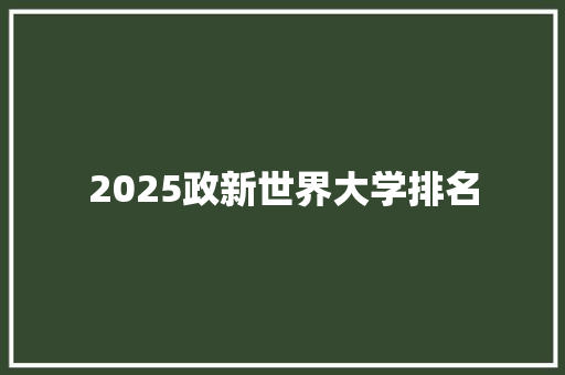 2025政新世界大学排名 未命名