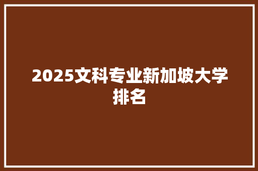 2025文科专业新加坡大学排名