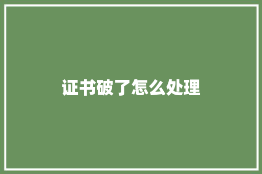 证书破了怎么处理 书信范文