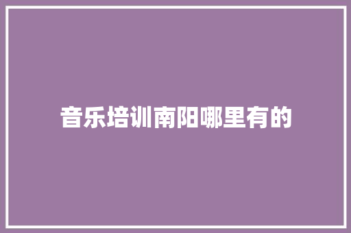 音乐培训南阳哪里有的