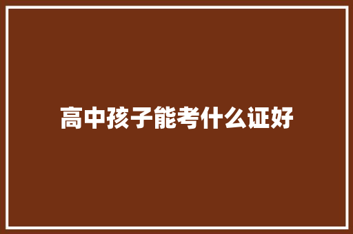 高中孩子能考什么证好 演讲稿范文