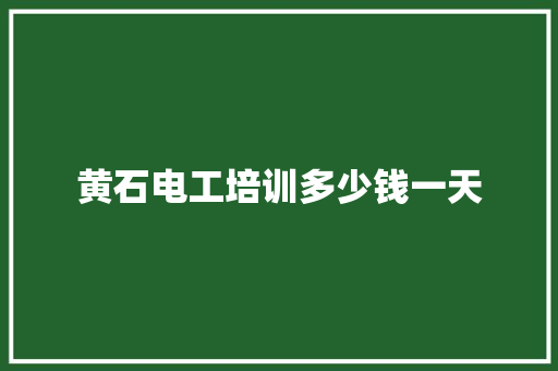 黄石电工培训多少钱一天