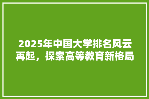 2025年中国大学排名风云再起，探索高等教育新格局