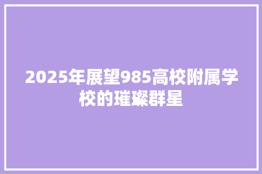 2025年展望985高校附属学校的璀璨群星 申请书范文