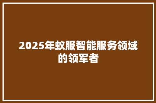 2025年蚁服智能服务领域的领军者