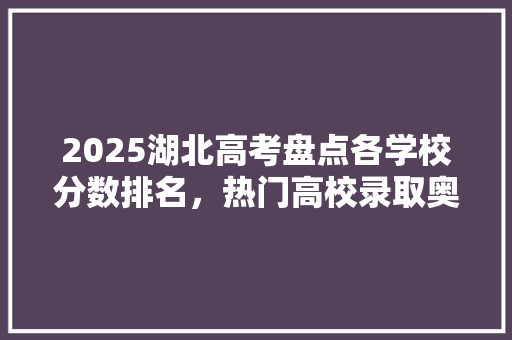 2025湖北高考盘点各学校分数排名，热门高校录取奥秘 简历范文