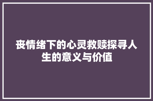 丧情绪下的心灵救赎探寻人生的意义与价值 职场范文