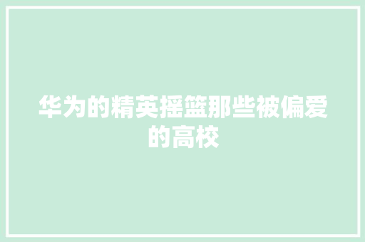 华为的精英摇篮那些被偏爱的高校