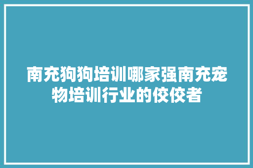 南充狗狗培训哪家强南充宠物培训行业的佼佼者 学术范文