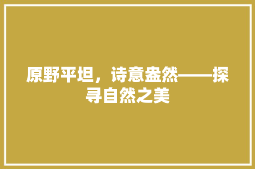 原野平坦，诗意盎然——探寻自然之美 工作总结范文