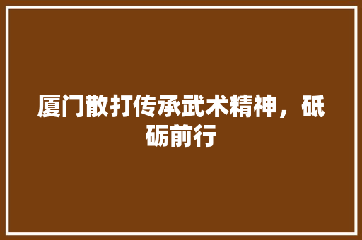 厦门散打传承武术精神，砥砺前行 职场范文