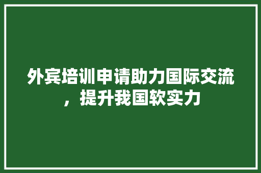 外宾培训申请助力国际交流，提升我国软实力 申请书范文