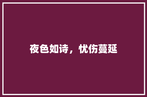 夜色如诗，忧伤蔓延 演讲稿范文