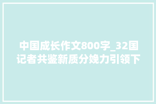 中国成长作文800字_32国记者共鉴新质分娩力引领下的中国成长崭新篇章