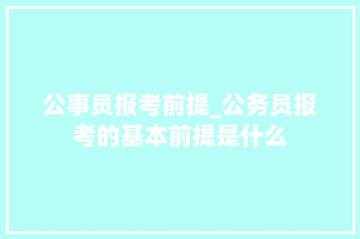 公事员报考前提_公务员报考的基本前提是什么