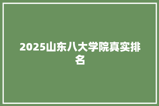 2025山东八大学院真实排名