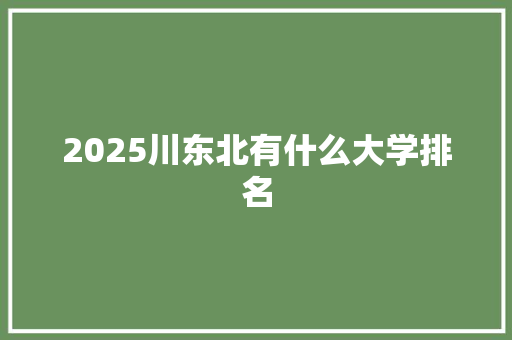 2025川东北有什么大学排名