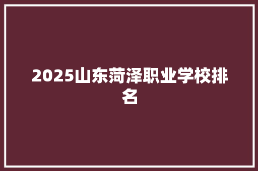 2025山东菏泽职业学校排名