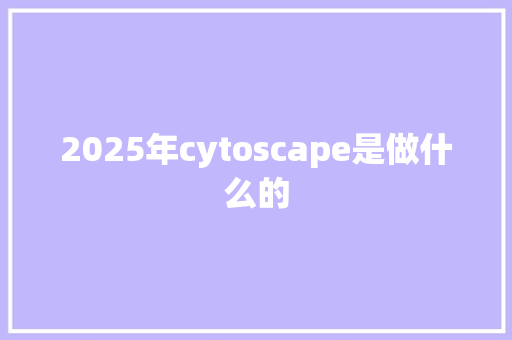 2025年cytoscape是做什么的 工作总结范文