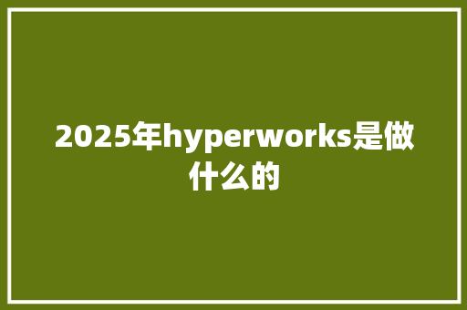 2025年hyperworks是做什么的 学术范文